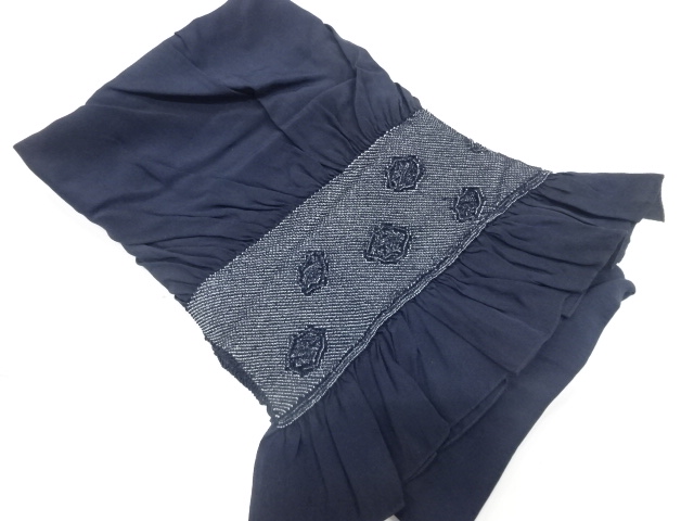 JAPANESE KIMONO / MENS HEKO OBI / SILK / SHIBORI / ABSTRACT PATTERN